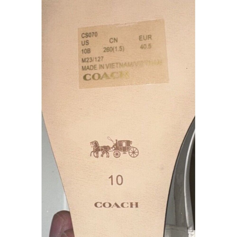 Coach Cait Womens Leather Open Square Toe Wedge Sandals Slides Size 10 B White - Picture 8 of 8